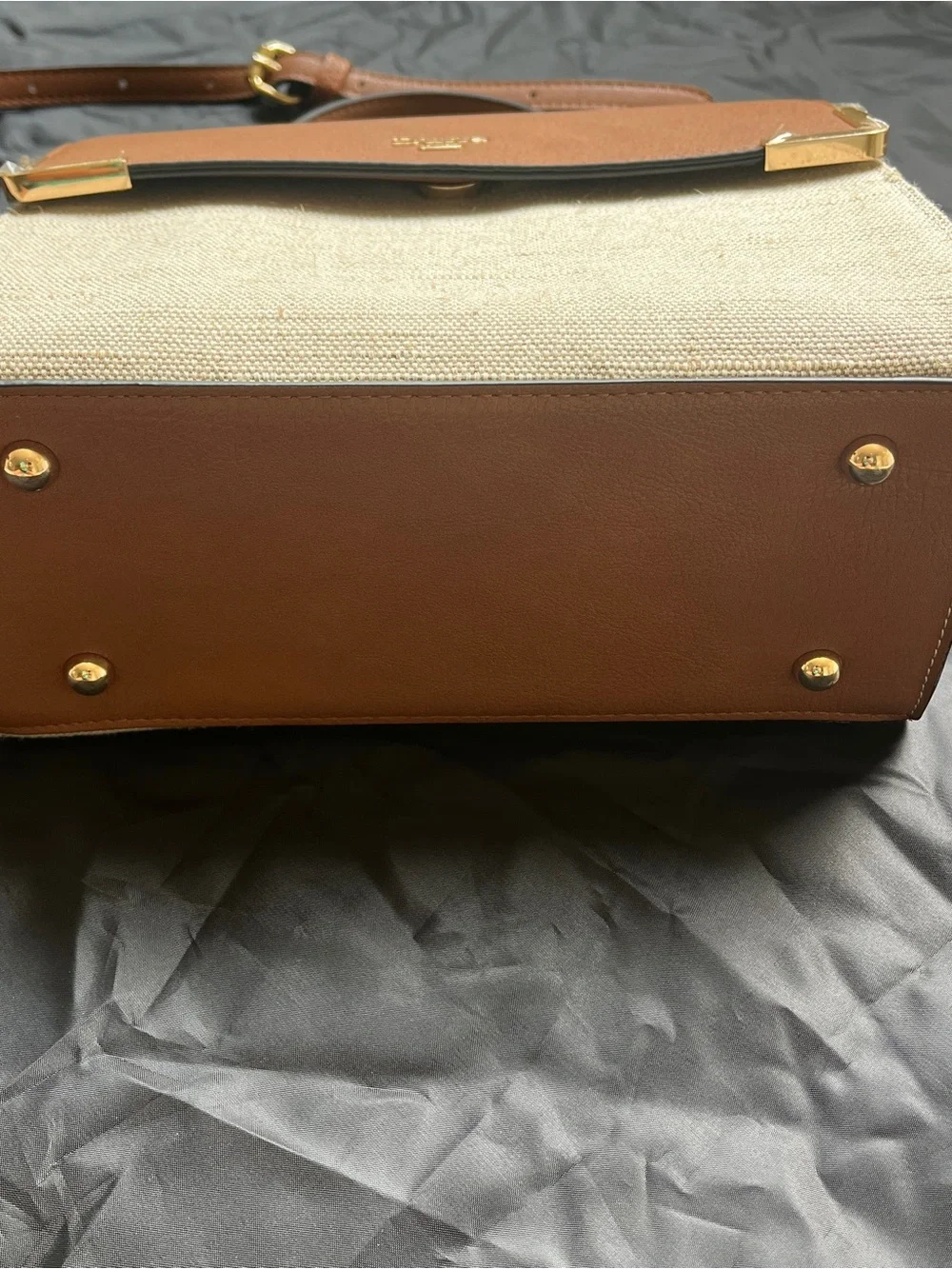 Dune London Canvas Brown Leather Top Handle Satchel Crossbody Bag